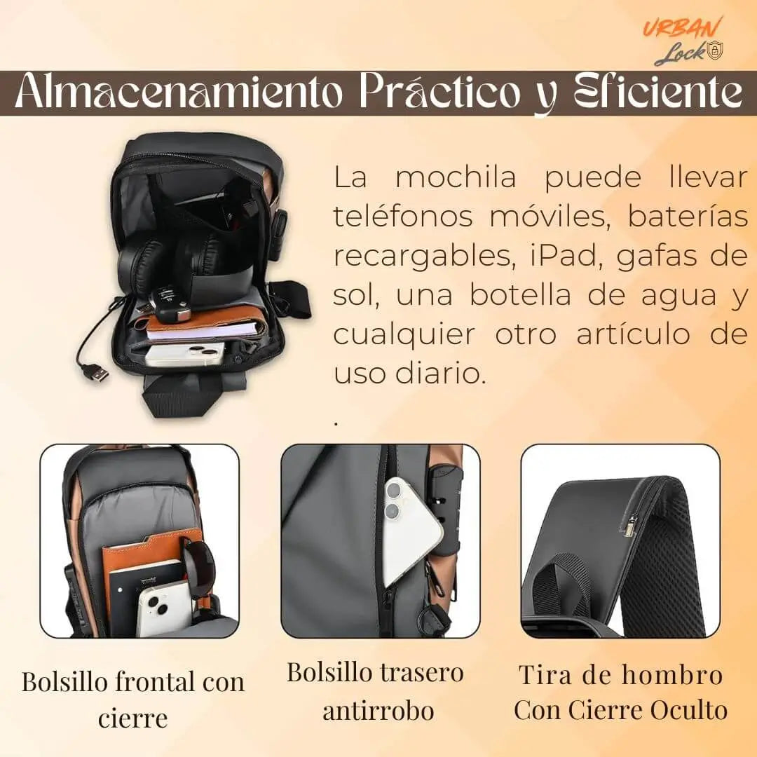 Pack Mochila Urban Lock + Smart Watch + Audífonos Bluetooth