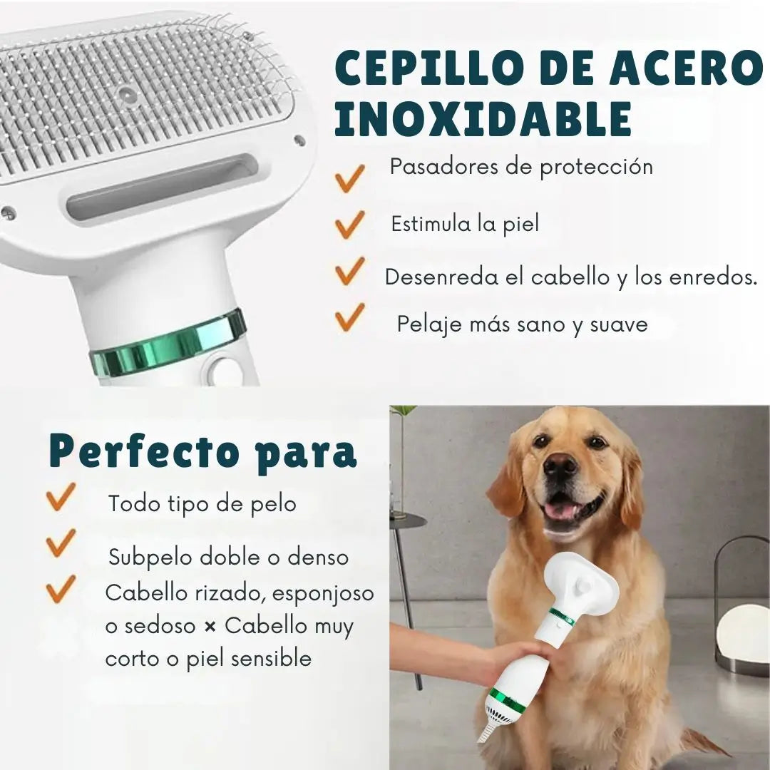 CEPILLO Y SECADOR DE MASCOTAS 2 EN 1