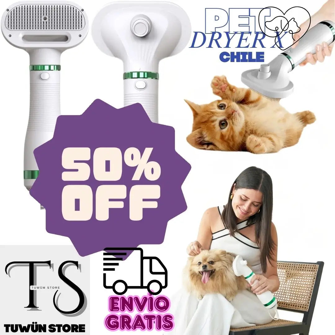 CEPILLO Y SECADOR DE MASCOTAS 2 EN 1