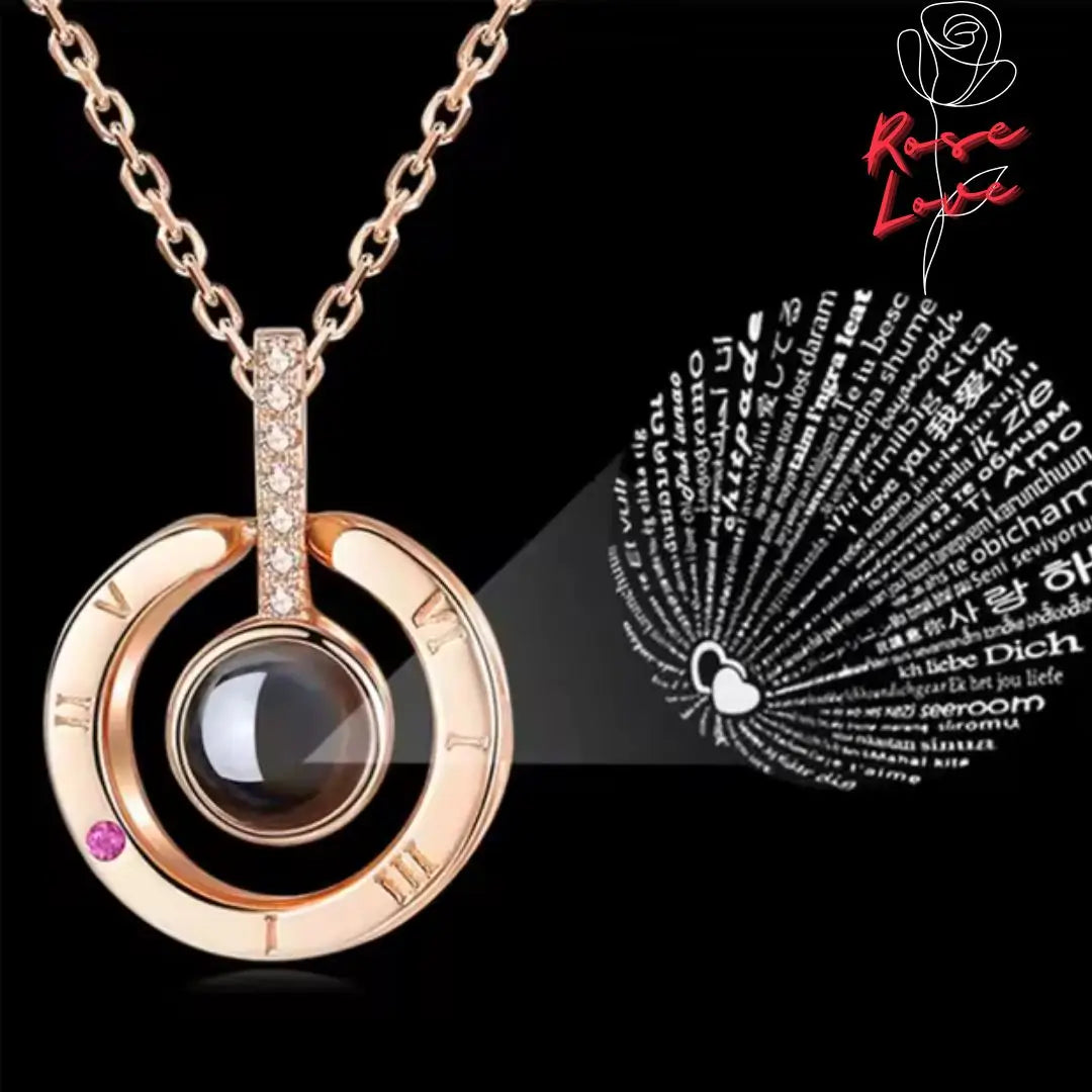 Un regalo Inolvidable- Collar Rose Love - Te Amo en 100 Idiomas