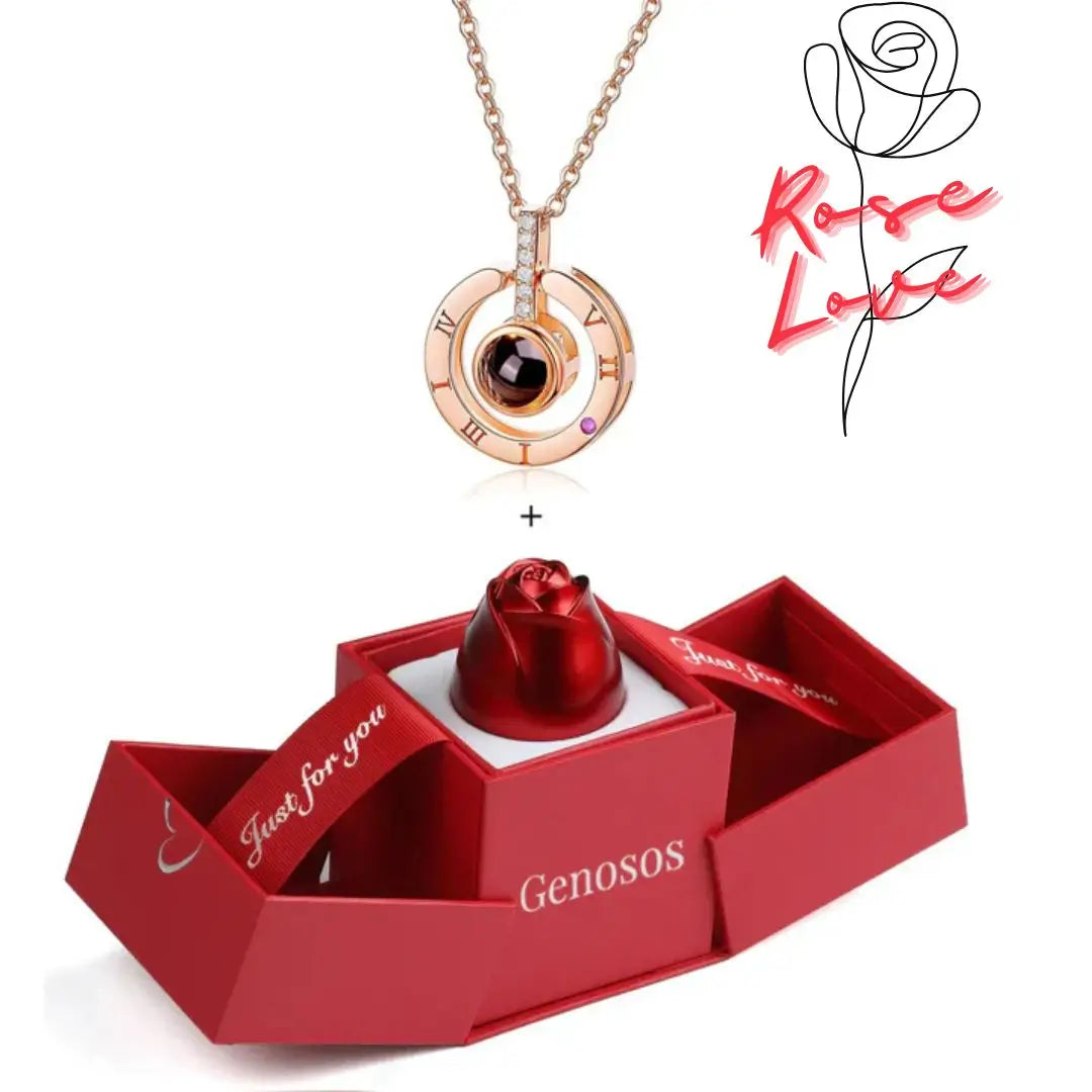 Un regalo Inolvidable- Collar Rose Love - Te Amo en 100 Idiomas