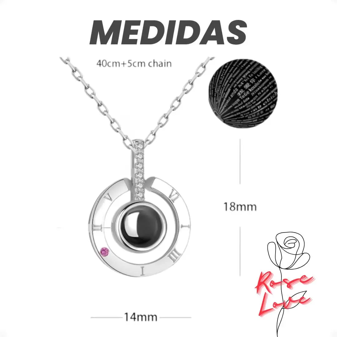 Un regalo Inolvidable- Collar Rose Love - Te Amo en 100 Idiomas